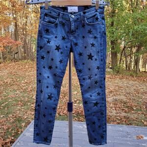 Current/Elliott The Stiletto Flocked Star Skinny Jeans Blue Medium Wash size 26